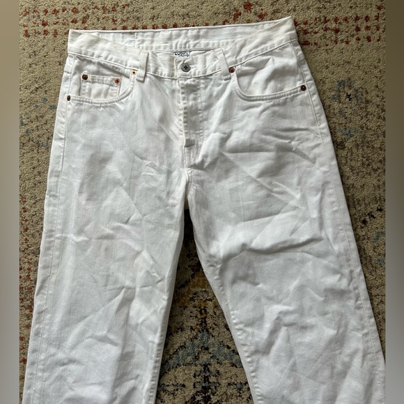 Vintage Lucky Brand White Denim Low Rise Wide Straight Leg Dungarees size 12x31 - Picture 2 of 7